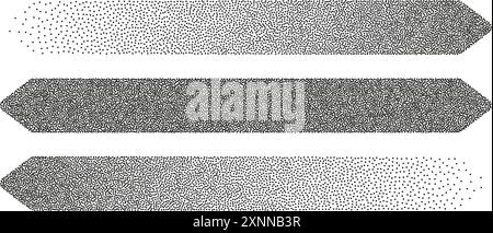 Dotwork abstract shapes in black grain texture Stock Vector