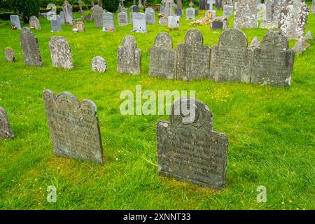 Graves in St Petrocks Church churchyard Lydford Devon Stock Photo