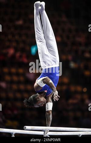 Cameron-Lie Bernard (France). European Championships Munich 2022: Artistic Gymnastics, Men's parallel bars Stock Photo