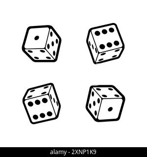 Dice in linear style isolated on white background. Vector illustration Stock Vector