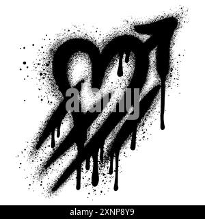 Amour Symbol. heart shape with arrow. graffiti vector illustration isolated on white background. Stock Vector