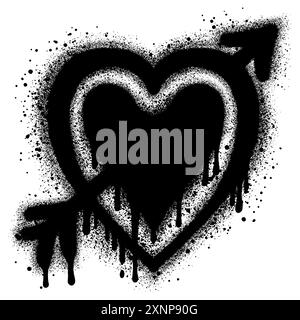 Amour Symbol. heart shape with arrow. graffiti vector illustration isolated on white background. Stock Vector