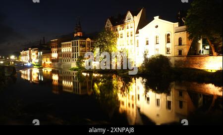 Night view of Opole (Venice Opole) Poland Stock Photo