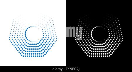 Octagon figure geometric dotted. Heptagon geometric symbol. Editable stroke. Stock Vector