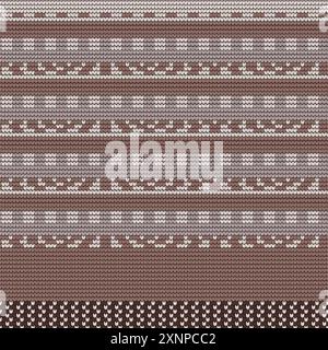 A seamless vintage sweater knit, repeat pattern background in brown and white color. Wallpaper, raster illustration in super High resolution Stock Vector
