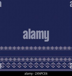 A Knitting Knitted pattern for sweater. Winter seamless background, a texture vector, a Traditional Blue and white sweater textile Stock Vector