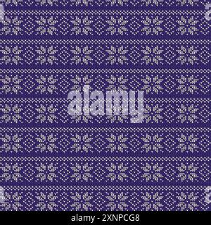 A Seamless blue Knitting Knitted pattern for sweater. Winter seamless background, a texture vector, a Traditional Blue and white sweater patterns Stock Vector