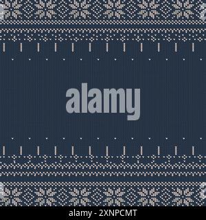 Sweater pattern, A knitted seamless texture dark blue with copyspace in center. dark Blue and white sweater pattern vector design. Vector illustration Stock Vector
