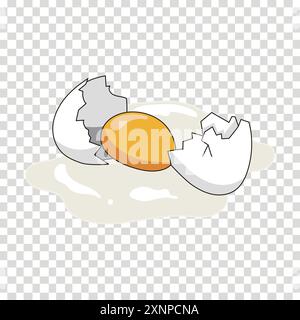 Broken shell flowing egg Stock Vector