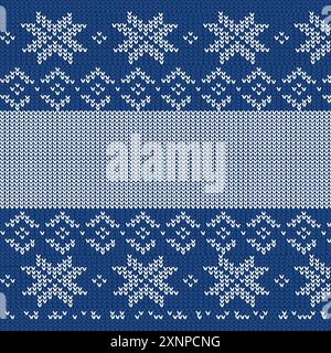 Sweater Fairisle clothes white and blue texture style of traditional Design. Seamless Knitting Pattern vector and illustration Stock Vector