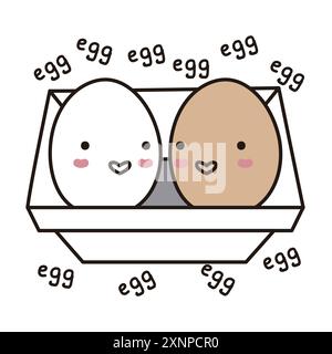 White and brown eggs chatting Stock Vector