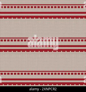 Seamless Knitted Pattern, Sweater Fairisle clothes white and blue texture vector illustration, A knitted sweater pattern for valentine concept.Festive Stock Vector