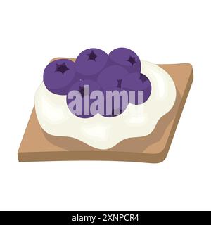 Canapé with cream and blueberries on crackers Stock Vector