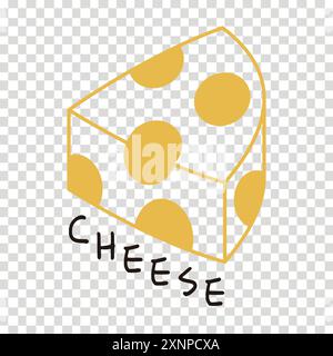 A chunk of cheese expressed in lines Stock Vector