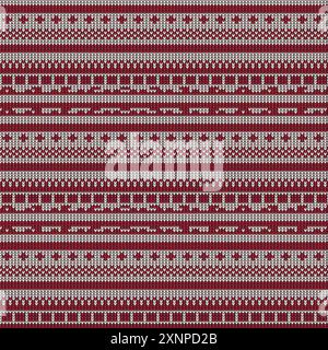 ARed and cream color traditional knitted pattern, Sweater fablic, cotton, textiles for winter clothes fashion concept. Festive Sweater Design. Seamles Stock Vector