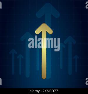 A growth arrow up digital on blue dark background. vector illustration hi-tech. investment graph technology Stock Vector