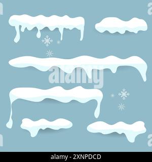 Set of Snows cap vector collection set in winter seasons isolated on white background , Vector illustration Stock Vector