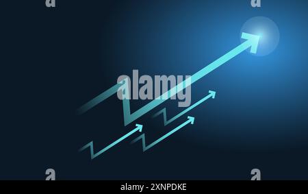 Set of arrows used in A Financial, Business and stock market on blue color background Stock Vector