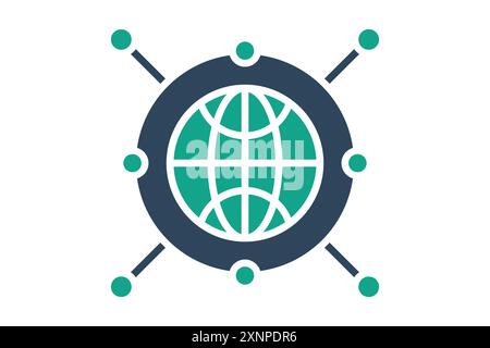 Internet icon. earth with network. icon related to access. solid icon style. data analytics elements vector illustration Stock Vector
