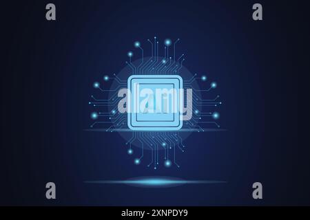 Digital technology and Artificial intelligence circuit line style. Machine learning design. Smart network digital technology. AI. Vector illustration Stock Vector