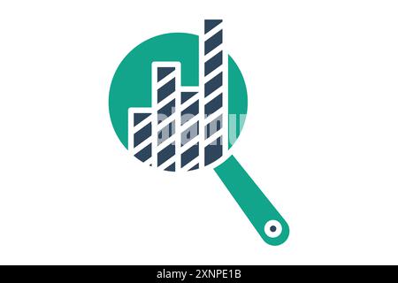 Analysis icon. magnifying glass with chart. icon related to optimize. solid icon style. data analytics elements vector illustration Stock Vector