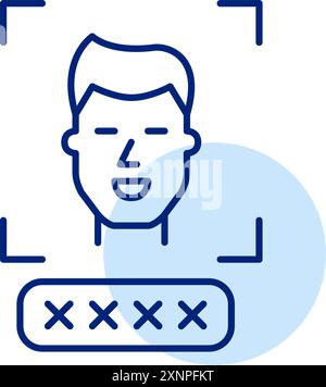 Man user face and password box with asterisks. Two step verification. Biometric data. Pixel perfect, editable stroke icon Stock Vector