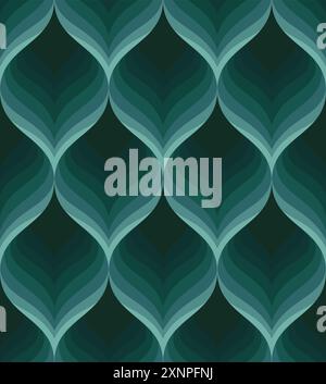 Abstract blue-green interconnected s-shaped ogee pattern designed for textile printings, fabric, wallpapers wrapping paper, pillow or cushion cases Stock Vector
