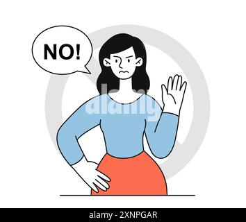 Rejection gesture. Woman show stop. Negative sign isolated on white ...