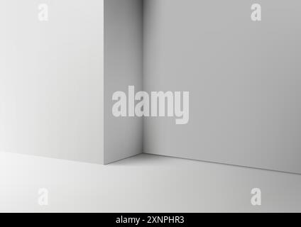 Modern Minimalist White Wall with Soft Shadows and Clean Lines, Ideal for Product Display, Showroom, and Sophisticated Mockup Designs Stock Vector