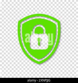 Shield padlock lock icon. Vector clipart illustration on a transparent background. For web site or mobile app Stock Vector