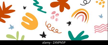 Abstract cute shape doodle fun hand drawn background. Fun illustration for children pattern design. Stock Vector