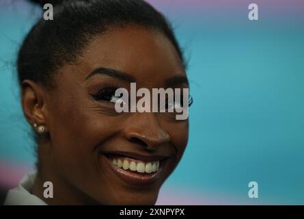 Paris, France. 30 July, 2024.  SImone Biles (United States) competes during the vault  at Bercy Arena, Paris, France. Credit: Ulrik Pedersen/Alamy Stock Photo