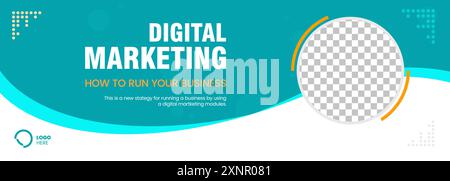 Modern digital Marketing banner template design, light blue banner for business. and abstract light shape in vector illustration Stock Vector