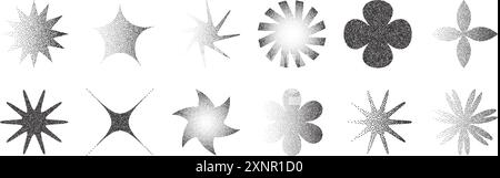 Modern y2k design elements with retro photocopy effect. Vector noise grainy texture Stock Vector