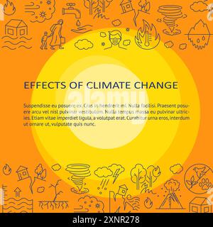 Effects of climate change banner template with place for text. Vector illustration. Stock Vector