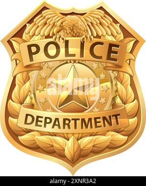 Police Badge Shield Star Sheriff Cop Crest Symbol Stock Vector