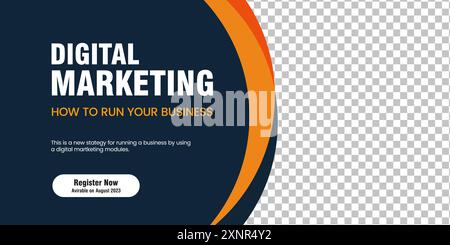 A Horizontal header web banner. Orange cover header background for website design, Social Media Cover ads banner, flyer, invitation cardModern banner Stock Vector