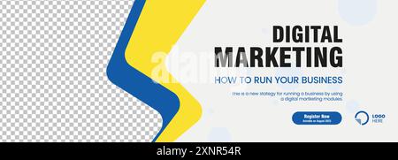 Yellow and dark Blue, and white geometric abstract web banner design. abstract vector, illustration Stock Vector