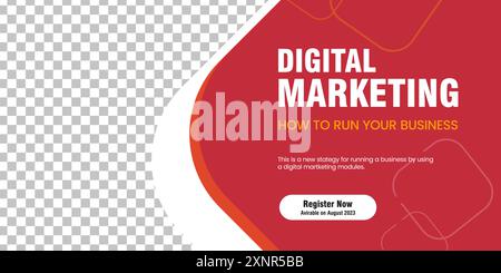 Red abstract banner design for marketing, online element banner and sign templates design Stock Vector