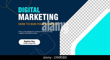 Dark and light blue abstract banner design for marketing, online element banner and sign templates design Stock Vector