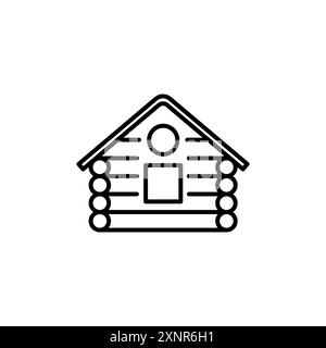 Wooden log house, linear icon. Line with editable stroke Stock Vector