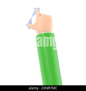 Cartoon Gesture Icon Mockup.Touchscreen gesture line icons. Hand swipe,Slide  Multitasking icons. 3D rendering on white background. Stock Photo