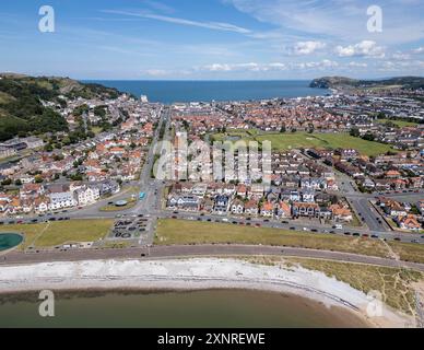 Llandudno West Shore beach and suburbs, North Wales, Great Britain Stock Photo