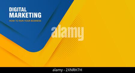 Blue and yellow Banner concepts vector design for a vibrant and modern vector design, ideal for promotional banners. and background is predominantly y Stock Vector