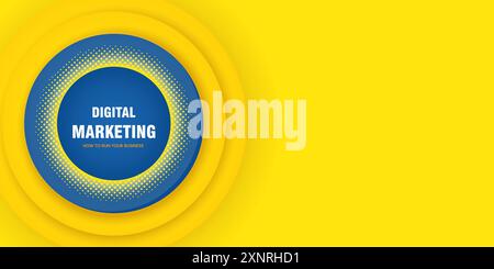 Modern abstract background hipster futuristic banners vector design. Blue and Yellow background with halftone elements. abstract background Vector ill Stock Vector