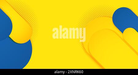 Blue and Yellow background with halftone elements. abstract background Vector illustration. Modern abstract banner design Stock Vector