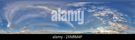 sky before sunset with beautiful awesome clouds. Seamless 360 hdri panorama with zenith for use in 3d graphics or game development as sky dome or edit Stock Photo