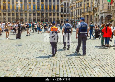 Belgian police on Grote Markt in Brussels Stock Photo