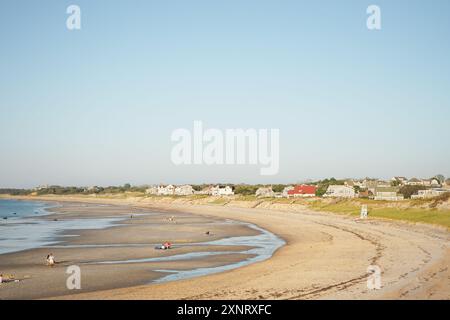 Wide Angle of Corporation Beach at Low Tide during summer Stock Photo