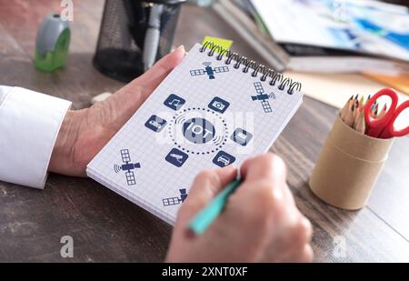 Iot concept drawn on a notepad Stock Photo